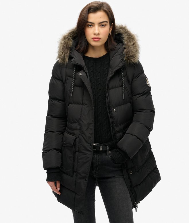 superdry Everest Mid Faux Fur Puffer Coat