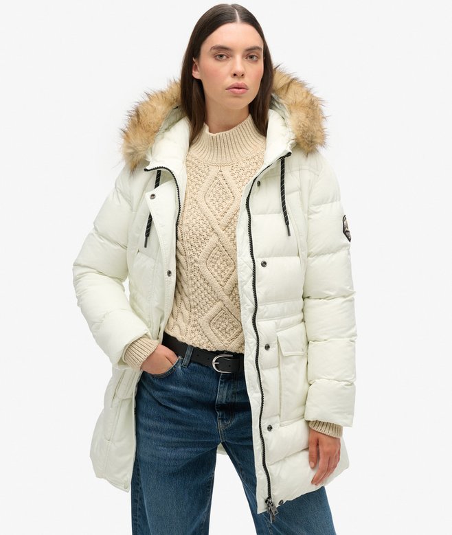 superdry Everest Mid Faux Fur Puffer Coat