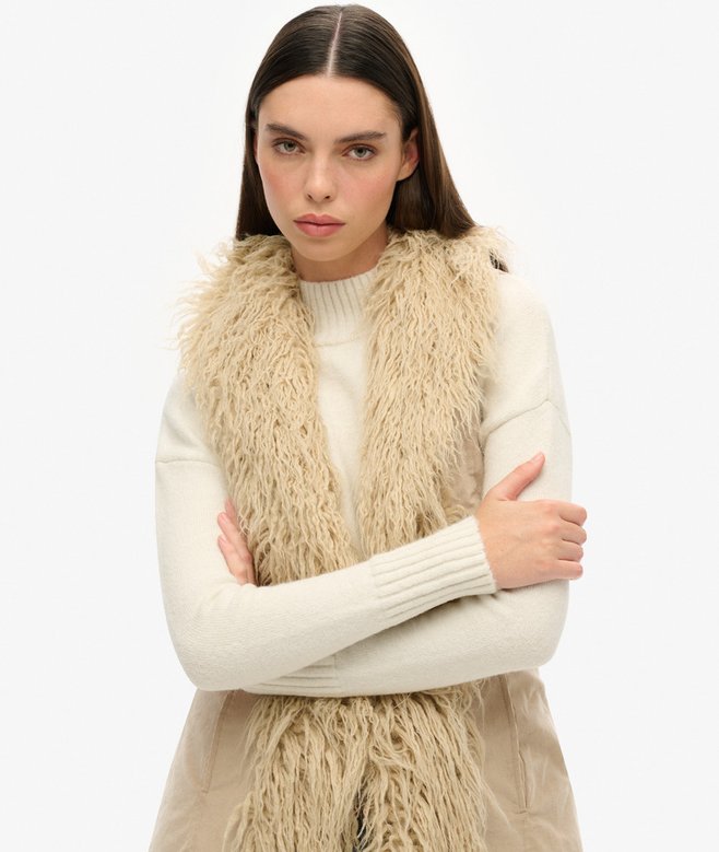 Superdry Faux Fur Afghan Long Gilet