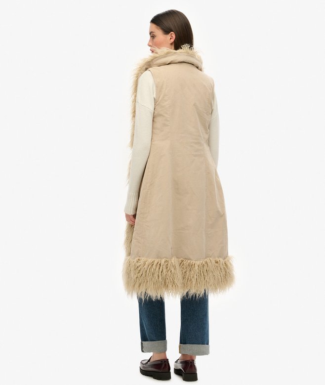 Superdry Faux Fur Afghan Long Gilet