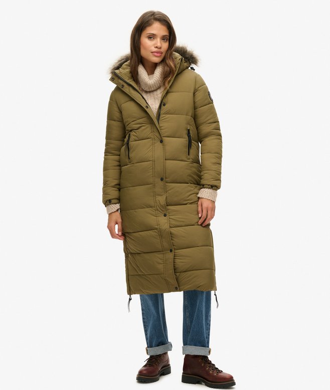Superdry Faux Fur Hooded Longline Puffer Coat