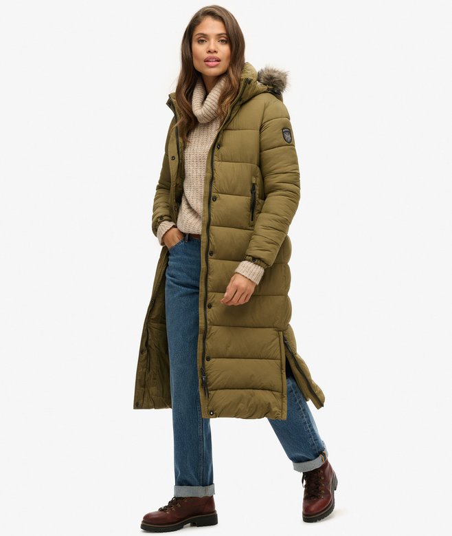 Superdry Faux Fur Hooded Longline Puffer Coat