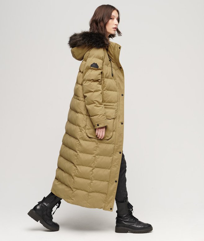 Superdry Faux Fur Hooded Parka Longline Coat