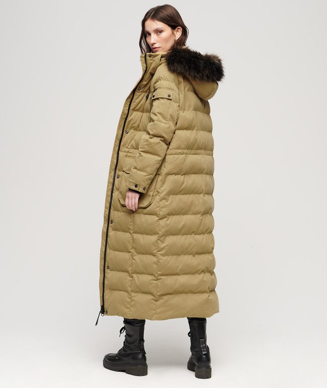 Superdry Faux Fur Hooded Parka Longline Coat