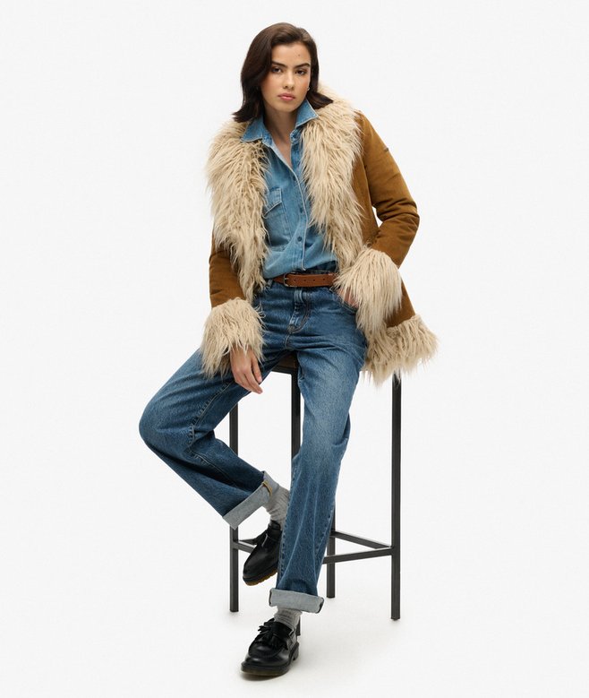 Superdry Faux Fur Lined Afghan Coat