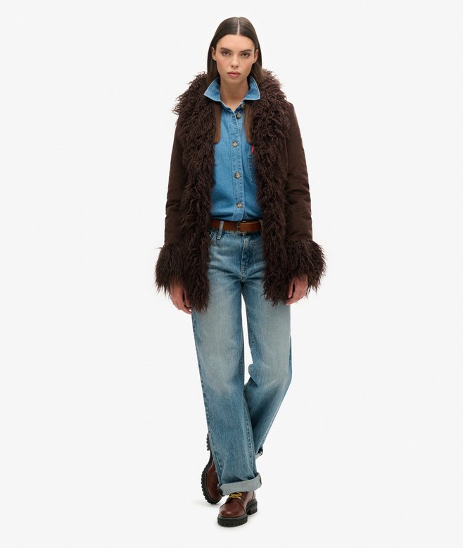 Superdry Faux Fur Lined Afghan Coat