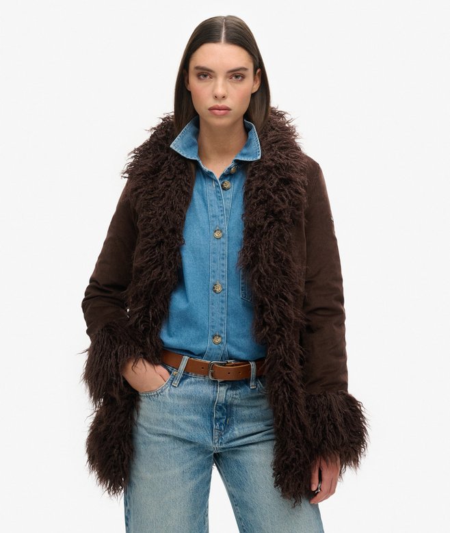 superdry Faux Fur Lined Afghan Coat