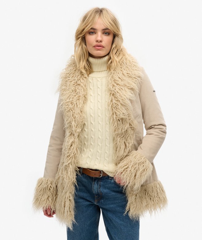 superdry Faux Fur Lined Afghan Coat