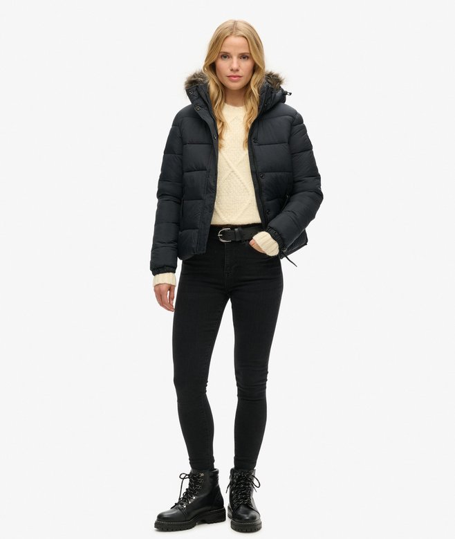 Superdry Faux Fur Short Hooded Puffer Jacket
