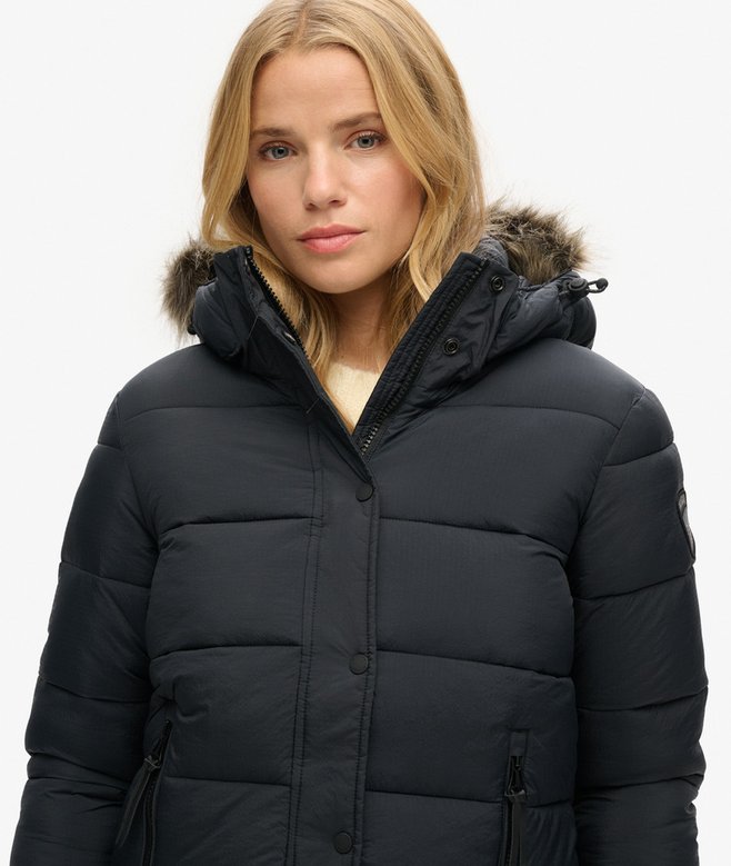 Superdry Faux Fur Short Hooded Puffer Jacket