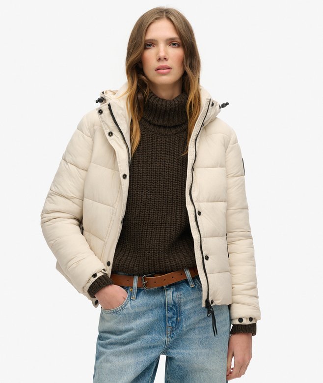 superdry Faux Fur Short Hooded Puffer Jacket