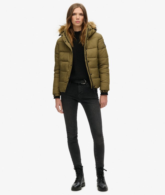 Superdry Faux Fur Short Hooded Puffer Jacket
