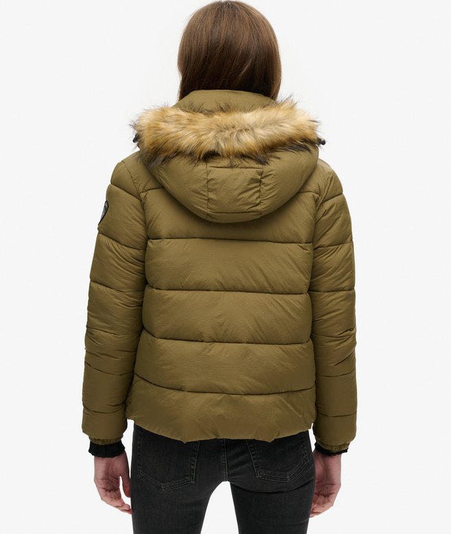 Superdry Faux Fur Short Hooded Puffer Jacket