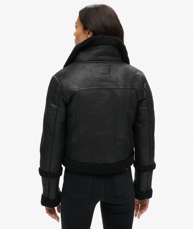 Superdry Faux Shearling Cropped Aviator Jacket