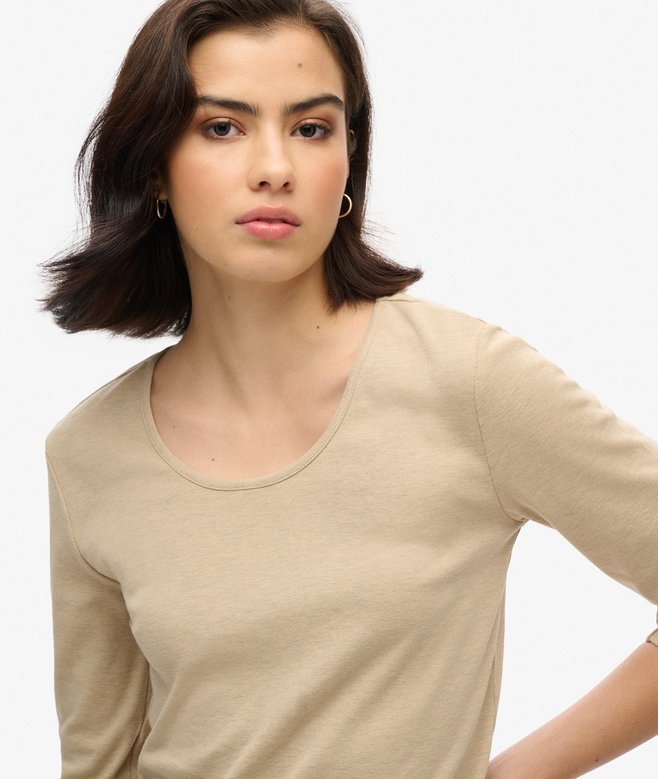 Superdry Fine Rib Scoop Neck Long Sleeve Top