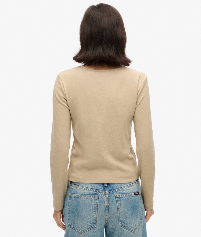 Superdry Fine Rib Scoop Neck Long Sleeve Top