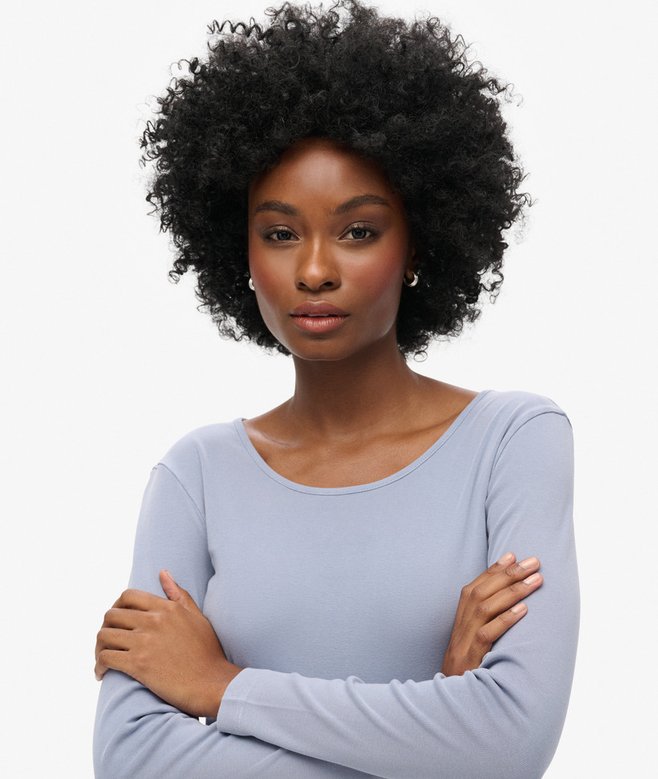 Superdry Fine Rib Scoop Neck Long Sleeve Top