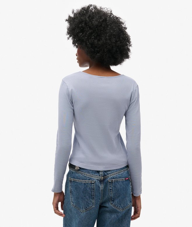 Superdry Fine Rib Scoop Neck Long Sleeve Top