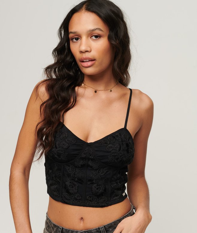 superdry Floral Embroidered Corset Top