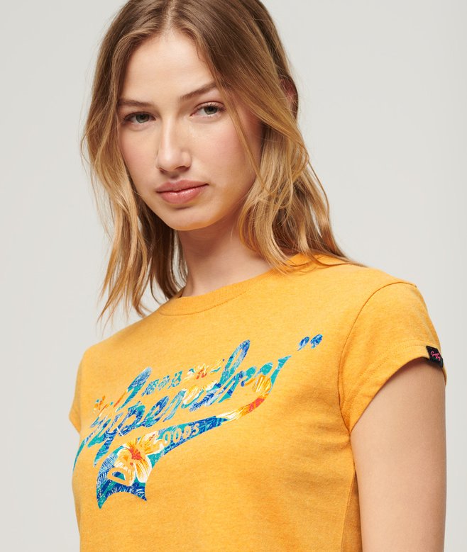 Superdry Floral Scripted Cap Sleeve T-Shirt