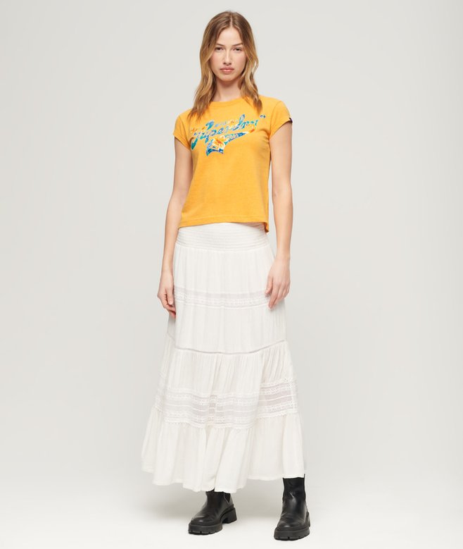 Superdry Floral Scripted Cap Sleeve T-Shirt