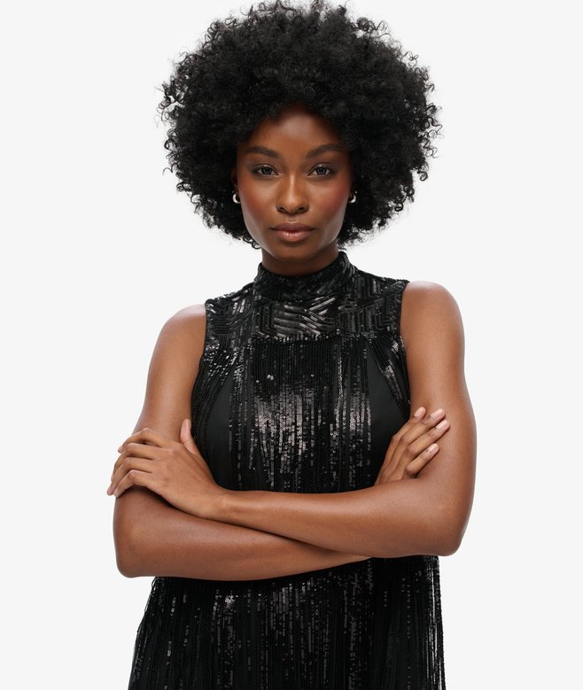 Superdry Fringe Sequin A Line Mini Dress