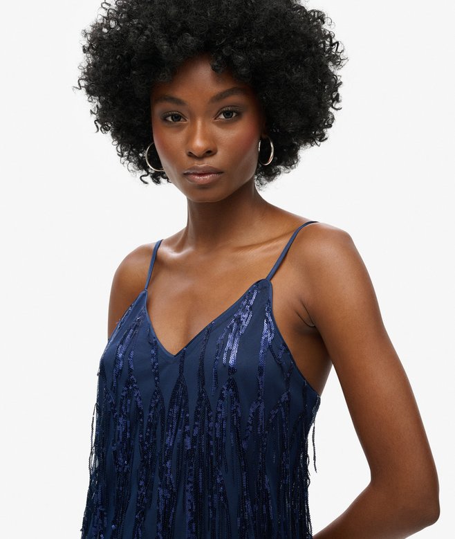 Superdry Fringe V Neck Cami Mini Dress