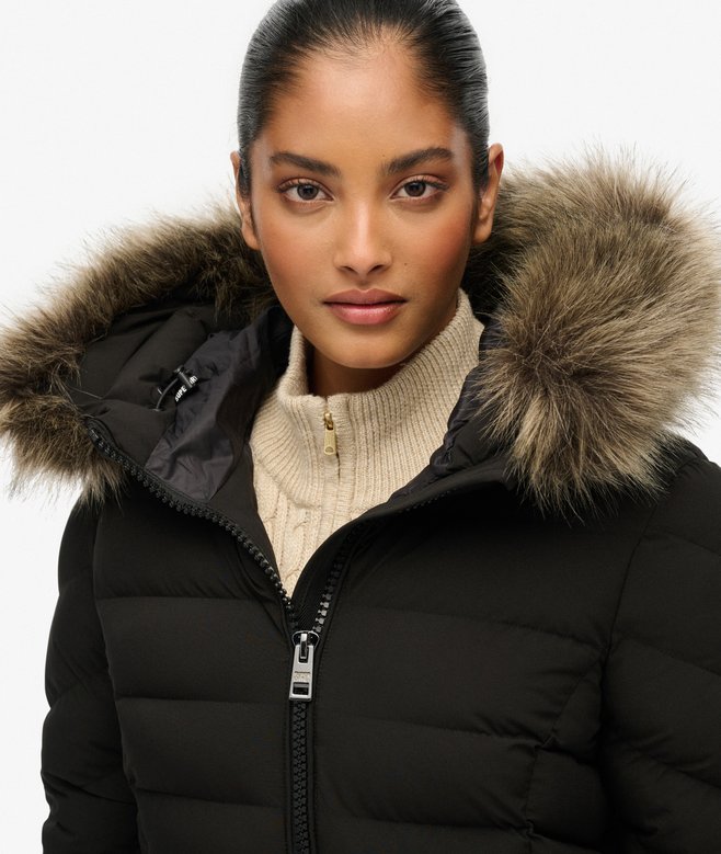 Superdry Fuji Faux Fur Hooded Longline