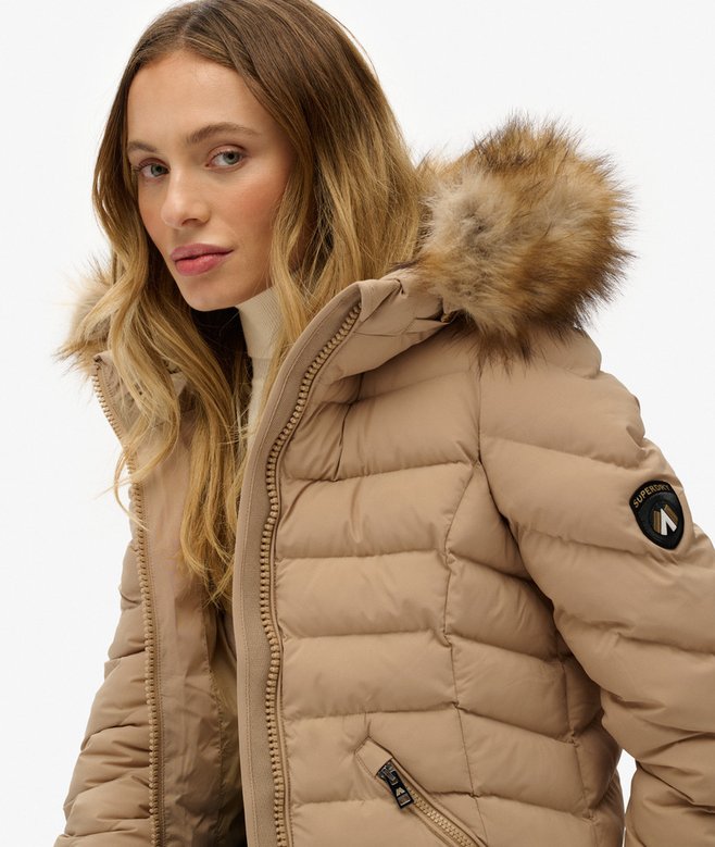 Superdry Fuji Faux Fur Hooded Longline