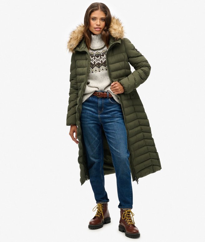 Superdry Fuji Faux Fur Hooded Longline