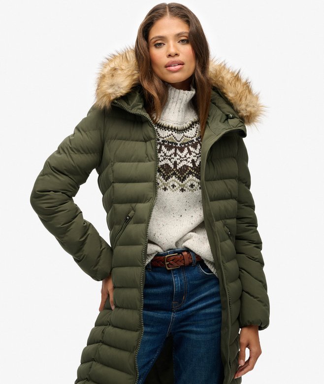 Superdry Fuji Faux Fur Hooded Longline