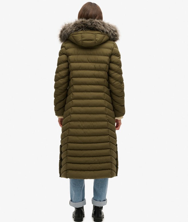 Superdry Fuji Faux Fur Hooded Longline Jacket