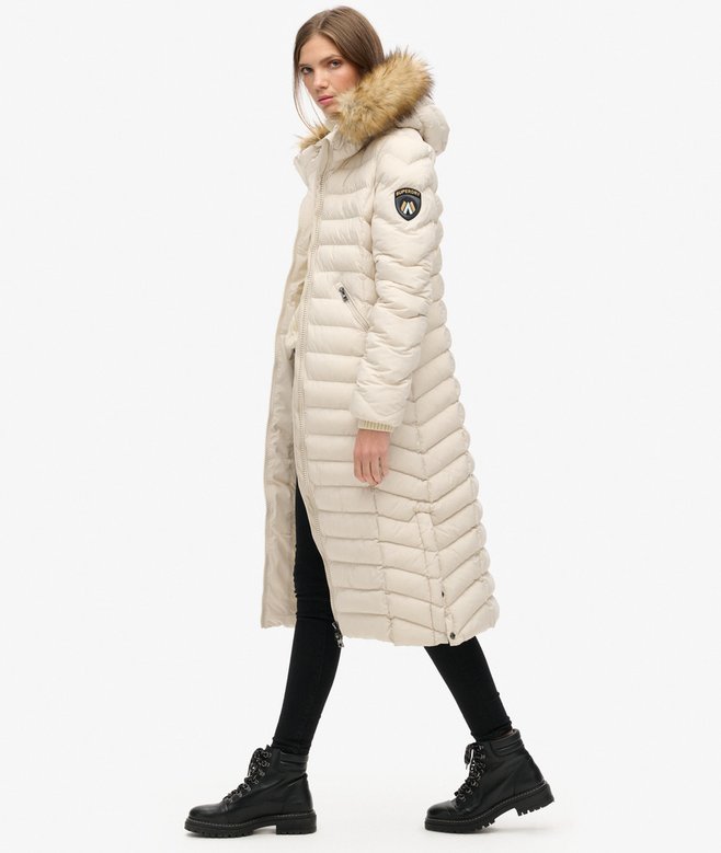 Superdry Fuji Faux Fur Hooded Longline Jacket