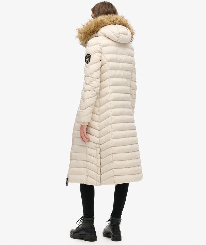 Superdry Fuji Faux Fur Hooded Longline Jacket