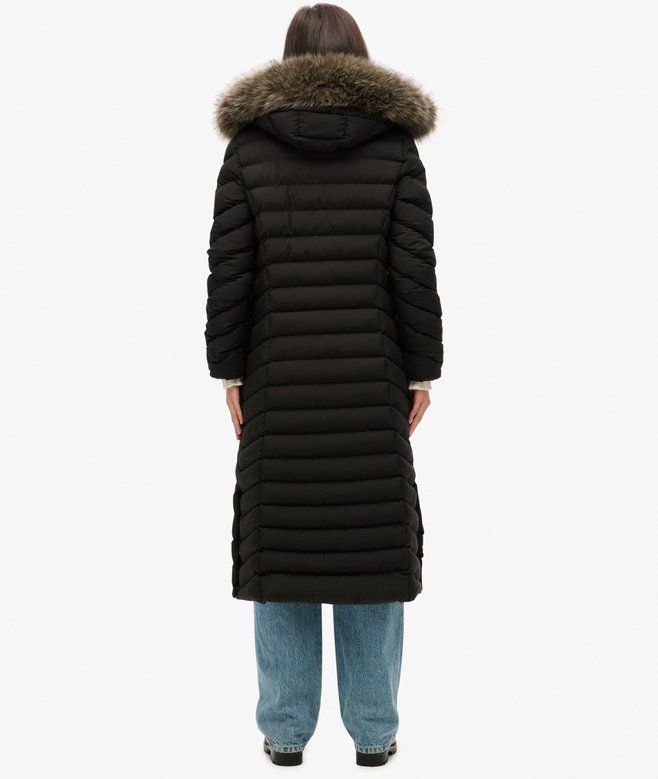 Superdry Fuji Faux Fur Hooded Longline Jacket