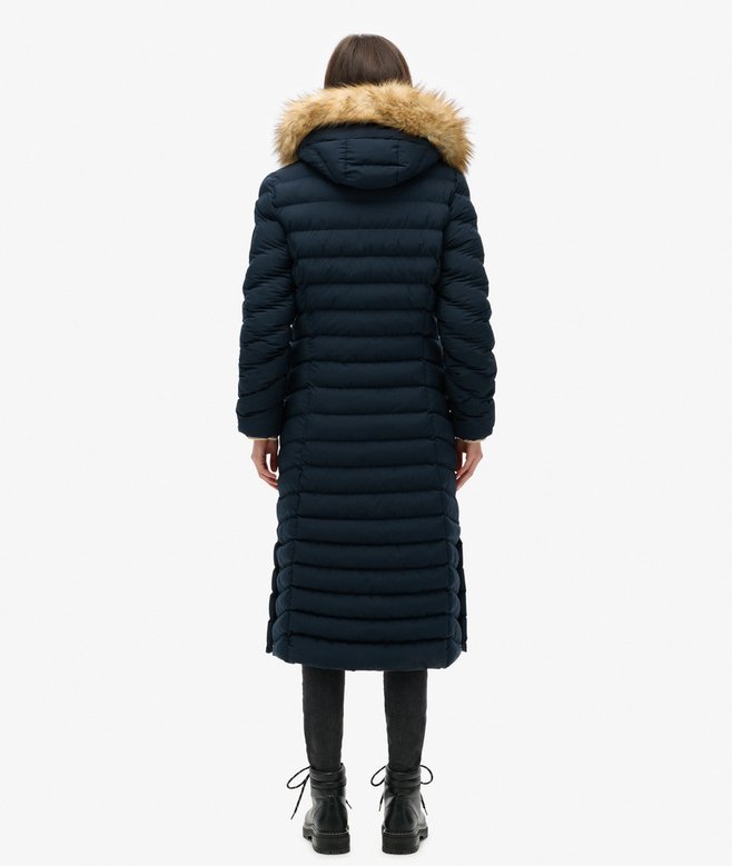 Superdry Fuji Faux Fur Hooded Longline Jacket