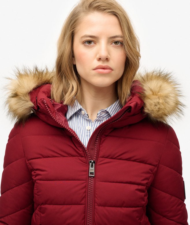 Superdry Fuji Faux Fur Hooded Mid Length Coat