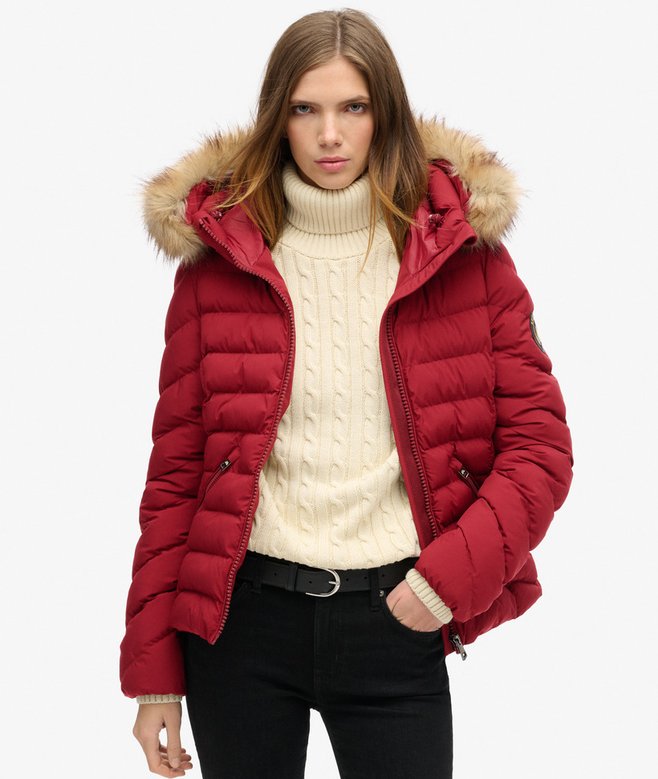 superdry Fuji Faux Fur Hooded Padded Jacket