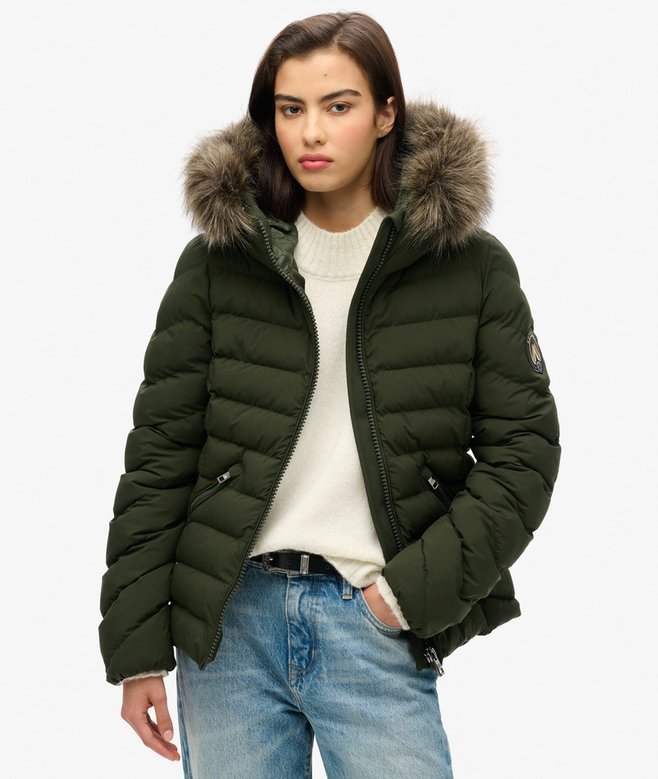 superdry Fuji Faux Fur Hooded Padded Jacket