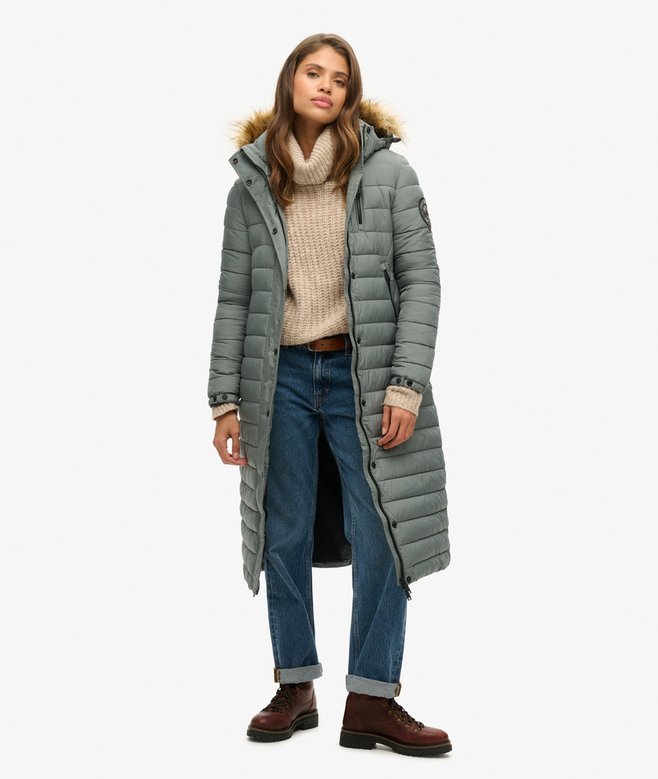 superdry Fuji Hooded Longline Puffer Coat