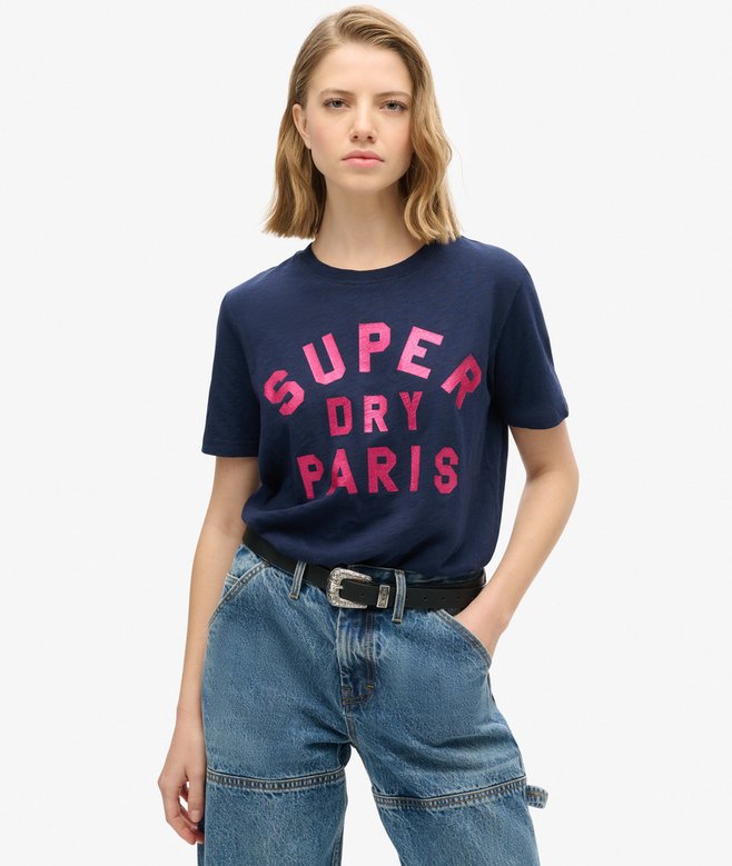 superdry Glitter Logo Relaxed T-Shirt