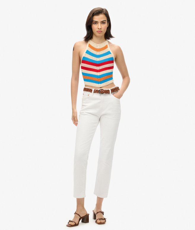 Superdry Hanky Hem Halter Crochet Top