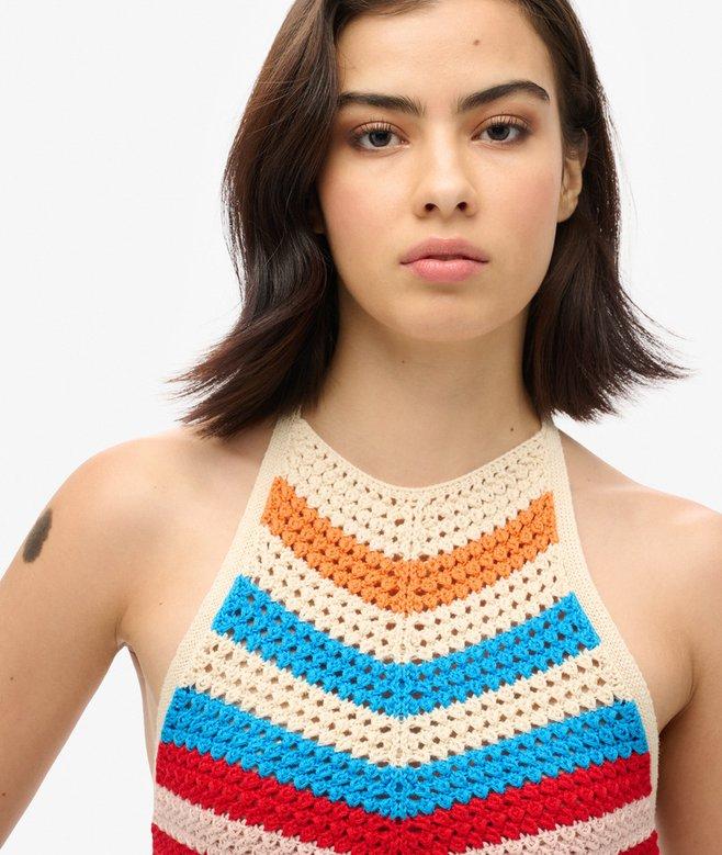 Superdry Hanky Hem Halter Crochet Top