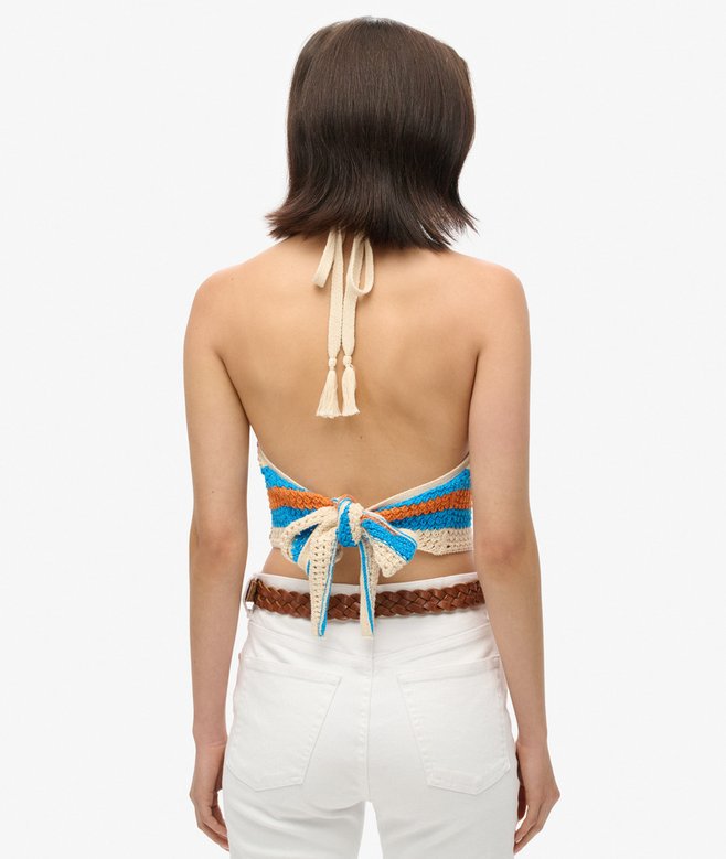 Superdry Hanky Hem Halter Crochet Top