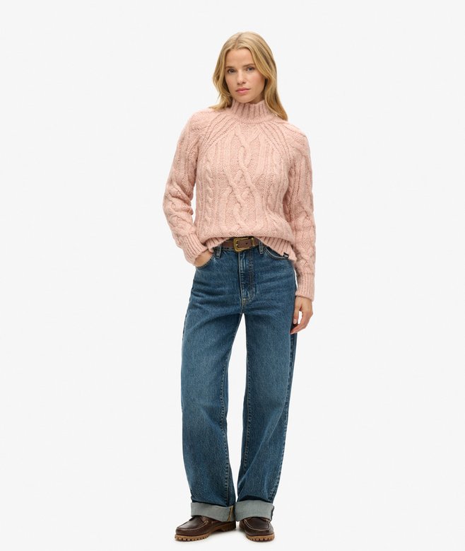 Superdry High Neck Cable Knit Jumper