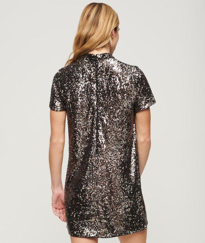 Superdry High Neck Sequin T-Shirt Dress