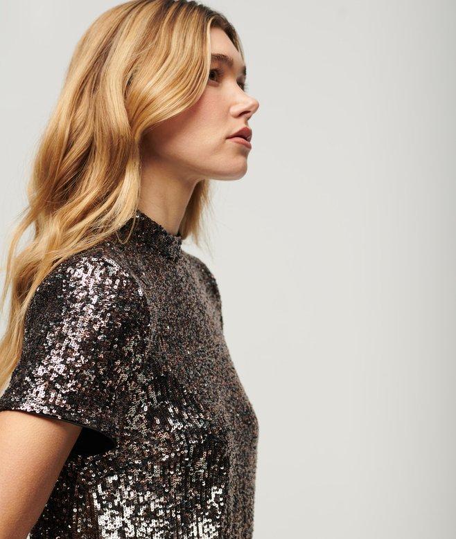 Superdry High Neck Sequin T-Shirt Dress