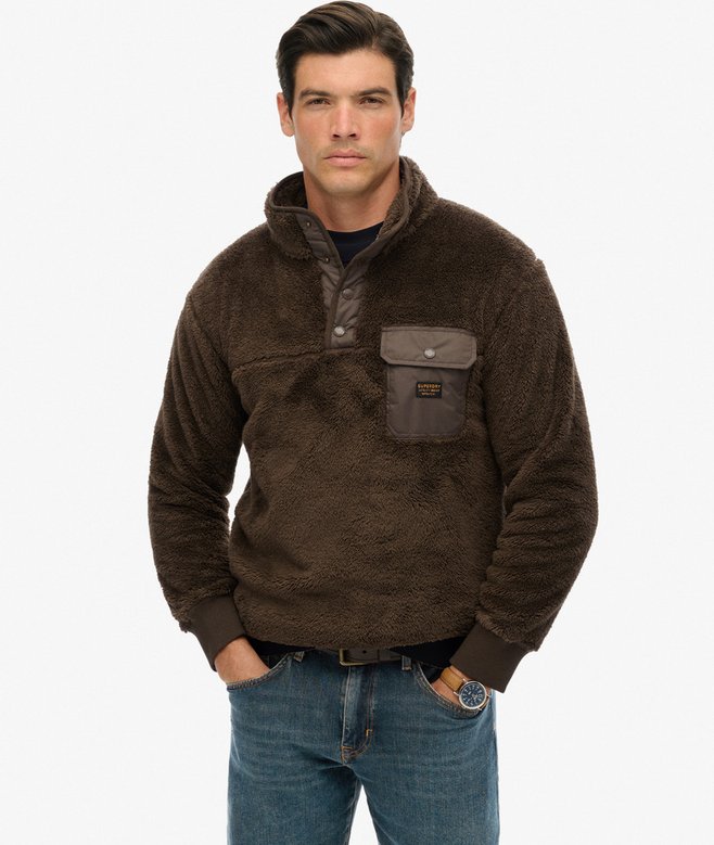 superdry High Pile Fleece Henley Jumper