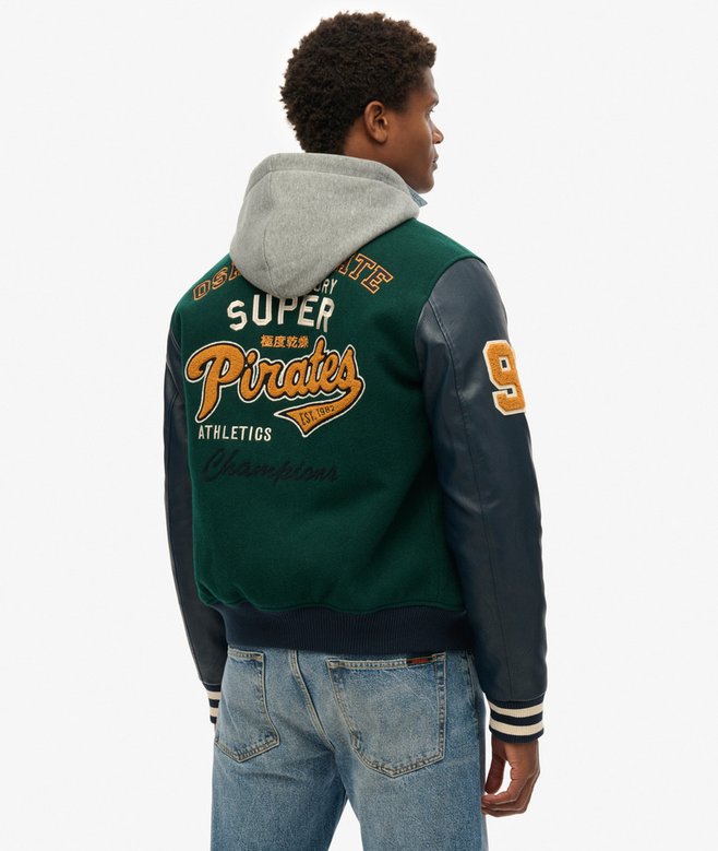 Superdry Hooded College Patched Bomber Jacket