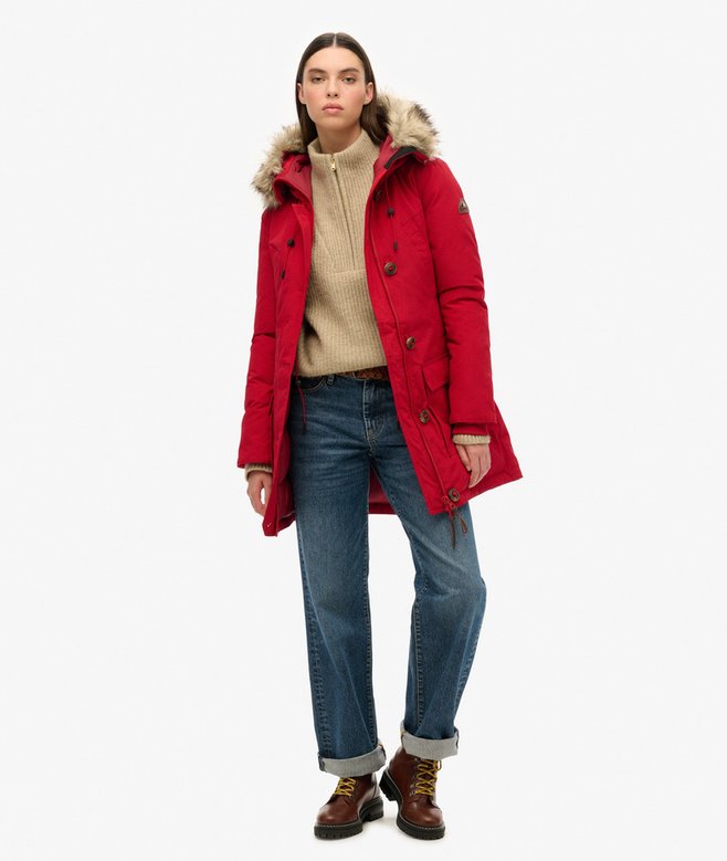 Superdry Hooded Faux Fur Down Parka Coat